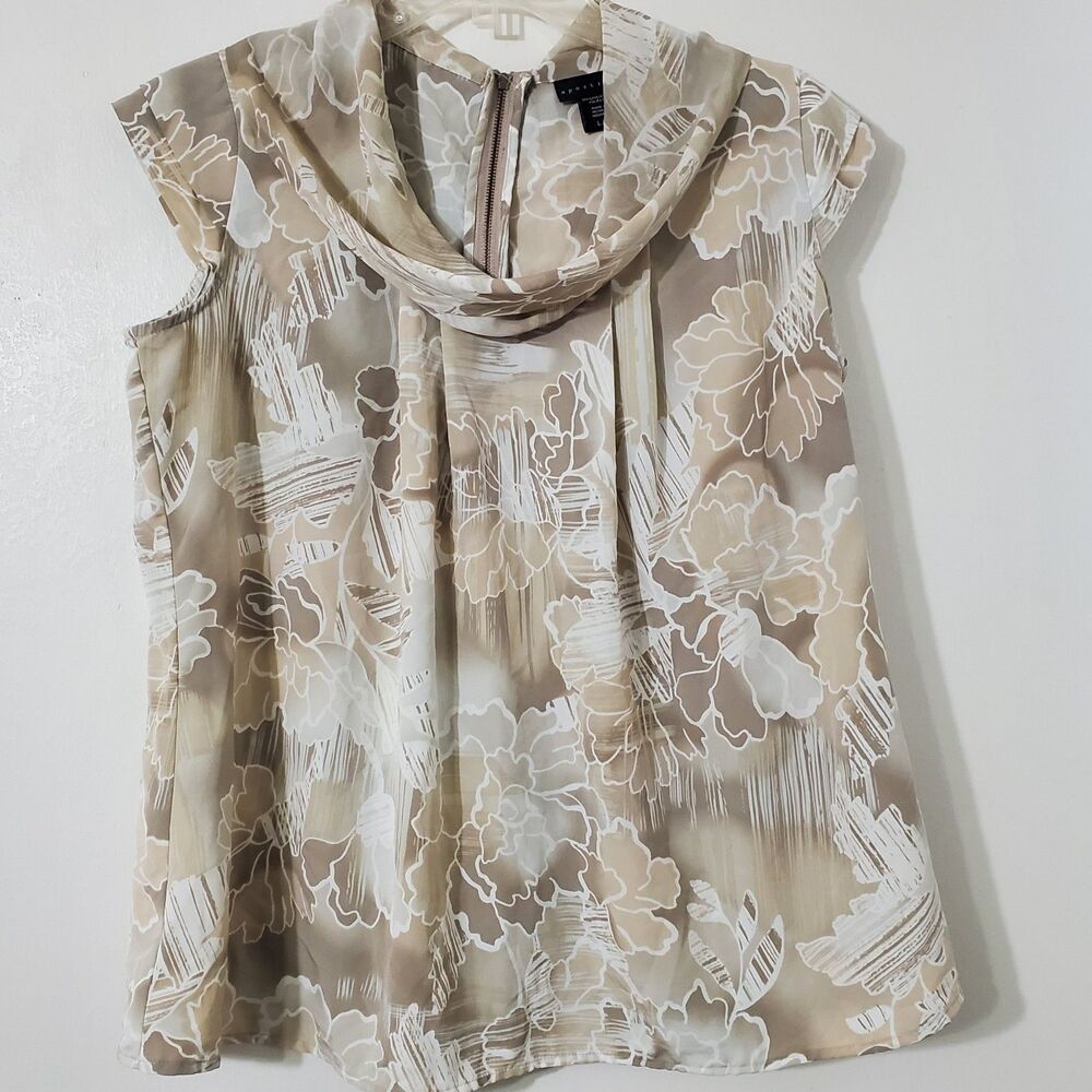 Apostrophe Womens Sz Large Floral Cowl-neck Blouse